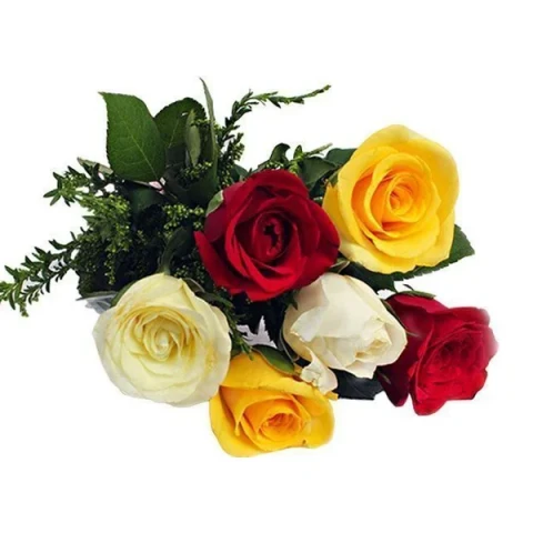 6 pcs mix roses in bouquet