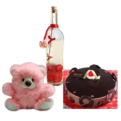 Cake W/ Bear & Message in a bottle