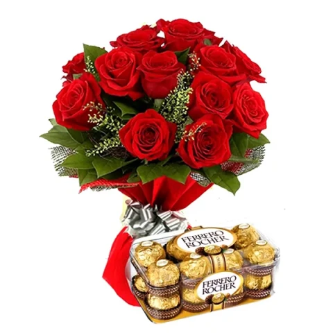 Red Roses W/ Ferrero Rocher Chocolate