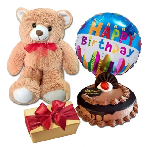 Bear, Cake, Birthday balloon & Chocolate