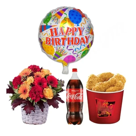 KFC- 8 Pcs Chicken W/ Pepsi & Mixed flower basket W/ Birthday Balloon