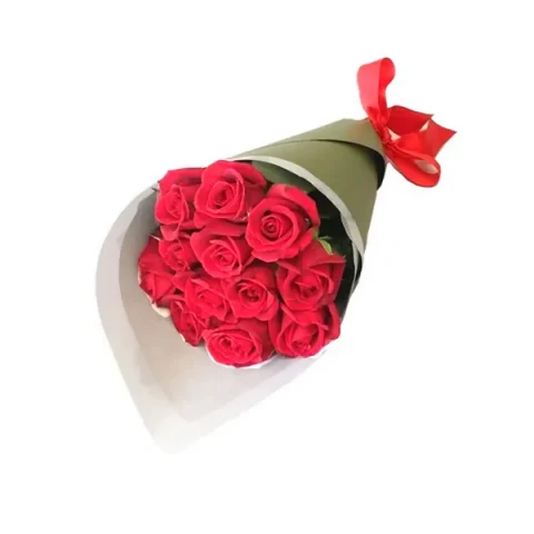 1 Dozen red roses in bouquet