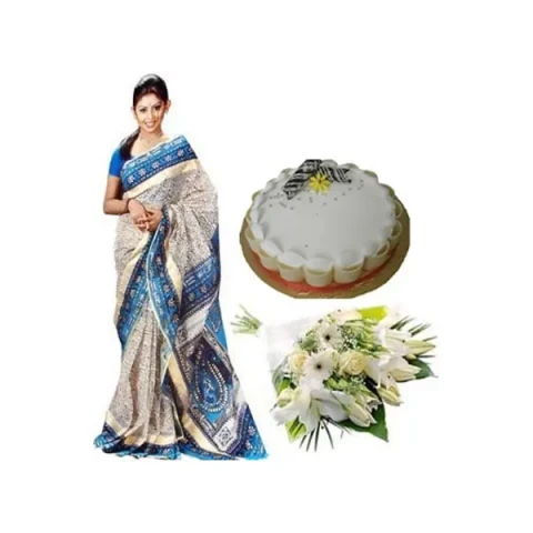 Sharee, Cake & Mixed white Flowers