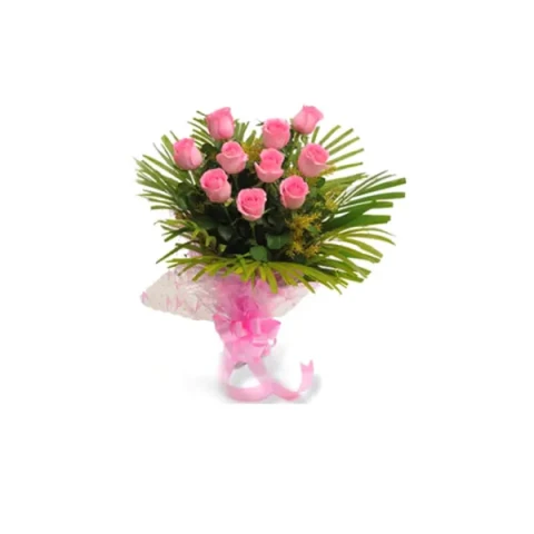 Send 10pcs pink imported roses in a bouquet to Bangladesh