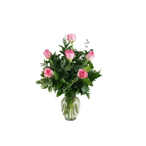 Send Imported Pink Roses in a Vase to Bangladesh