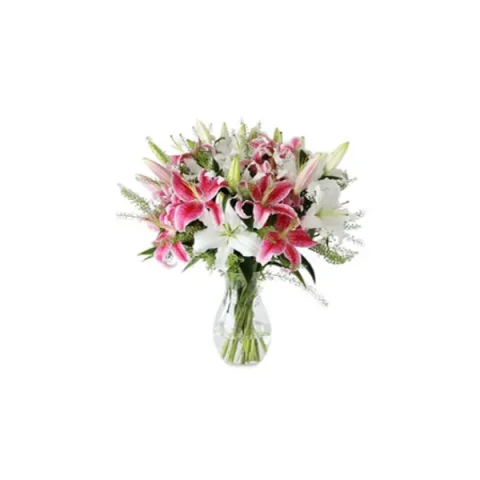 Send Pink & White Lilies in a vase to Bangladesh