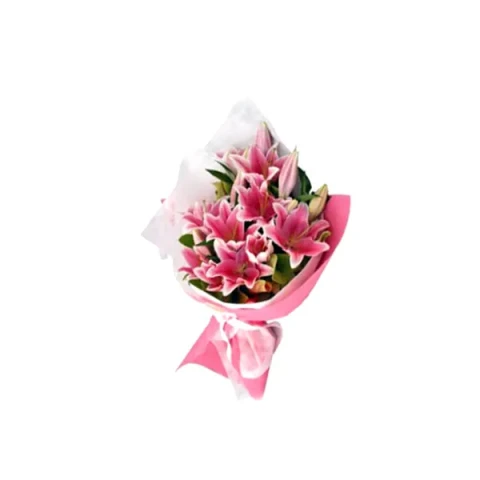 Send Pink Lilies in a bouquet to Bangladesh