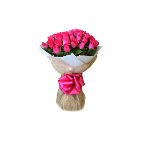 Send 24 pcs imported Pink Roses in a bouquet