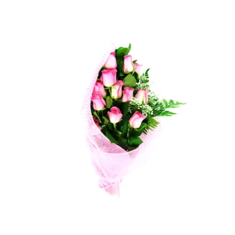Send 12pcs pink imported roses in a bouquet to Bangladesh