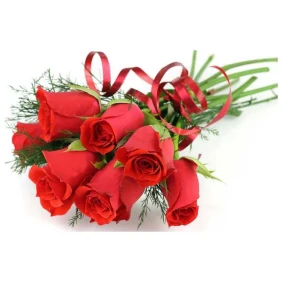 8 pcs red roses in a bouquet