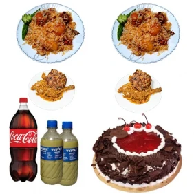 (33) Mr. Baker - Half kg Cake W/ Fakruddin Kachchi Biryani W/ Chicken Roast, Zali Kabab, Borhani & Coke.