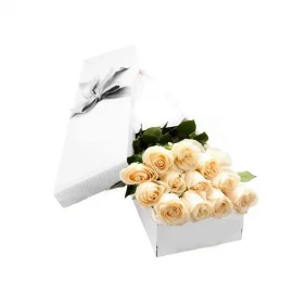 Off White Roses in a box