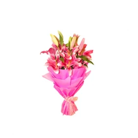 Send Pink Lilies in a Bouquet to Bangladesh