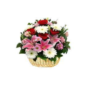 Send Multi color flowers in a basket to Bangladesh
