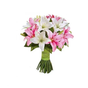 end Mixed Pink & White Lilies in Bouquet to Bangladesh