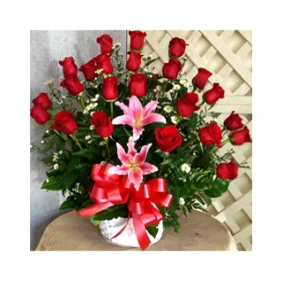 Send Red Roses & Lilies in Basket to Bangladesh